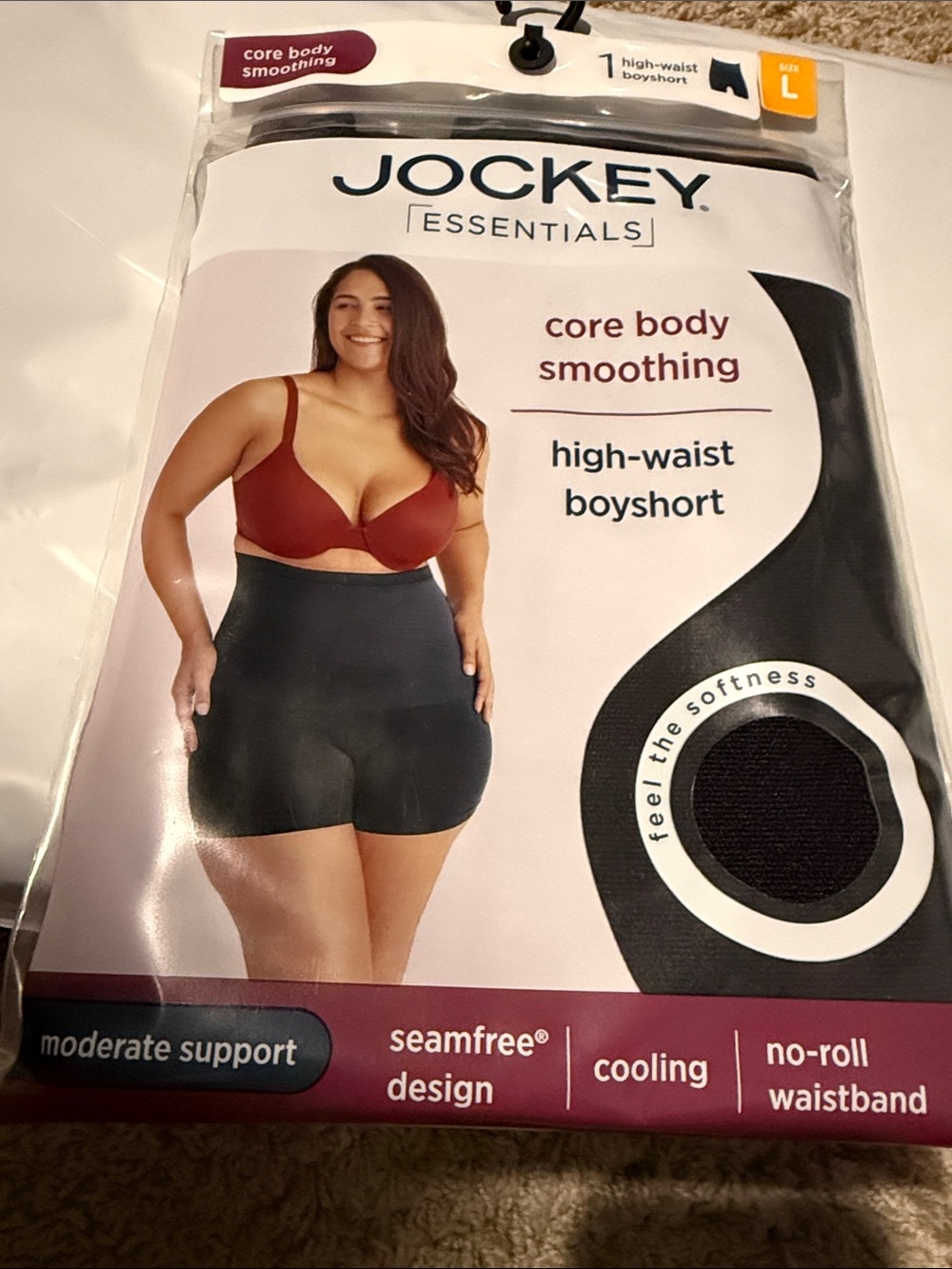 Jockey Essentials High-Waist Boyshort in Black and Burgundy